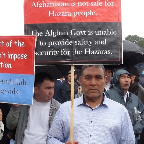 Australian Hazaras during a protest in Canberra, Monday, April 3, 2017. 