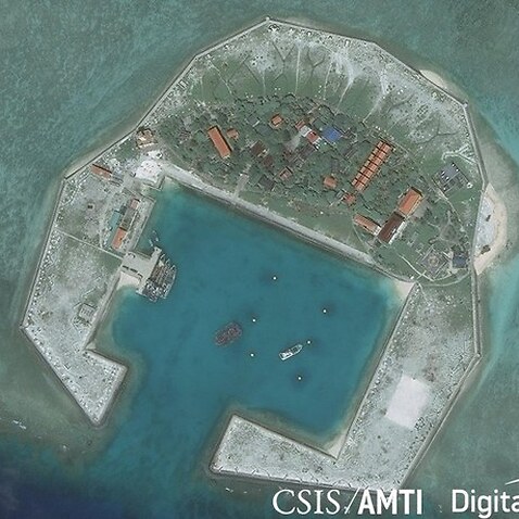 Hình ảnh vệ tinh Đảo Sinh Tồn do Việt Nam chiếm đóng tại Trường Sa