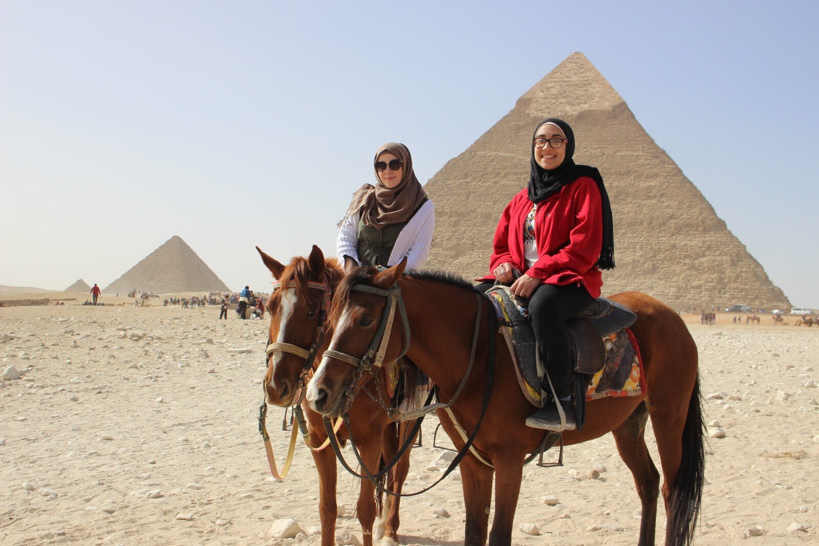Ayah Khalid (right) in Egypt.