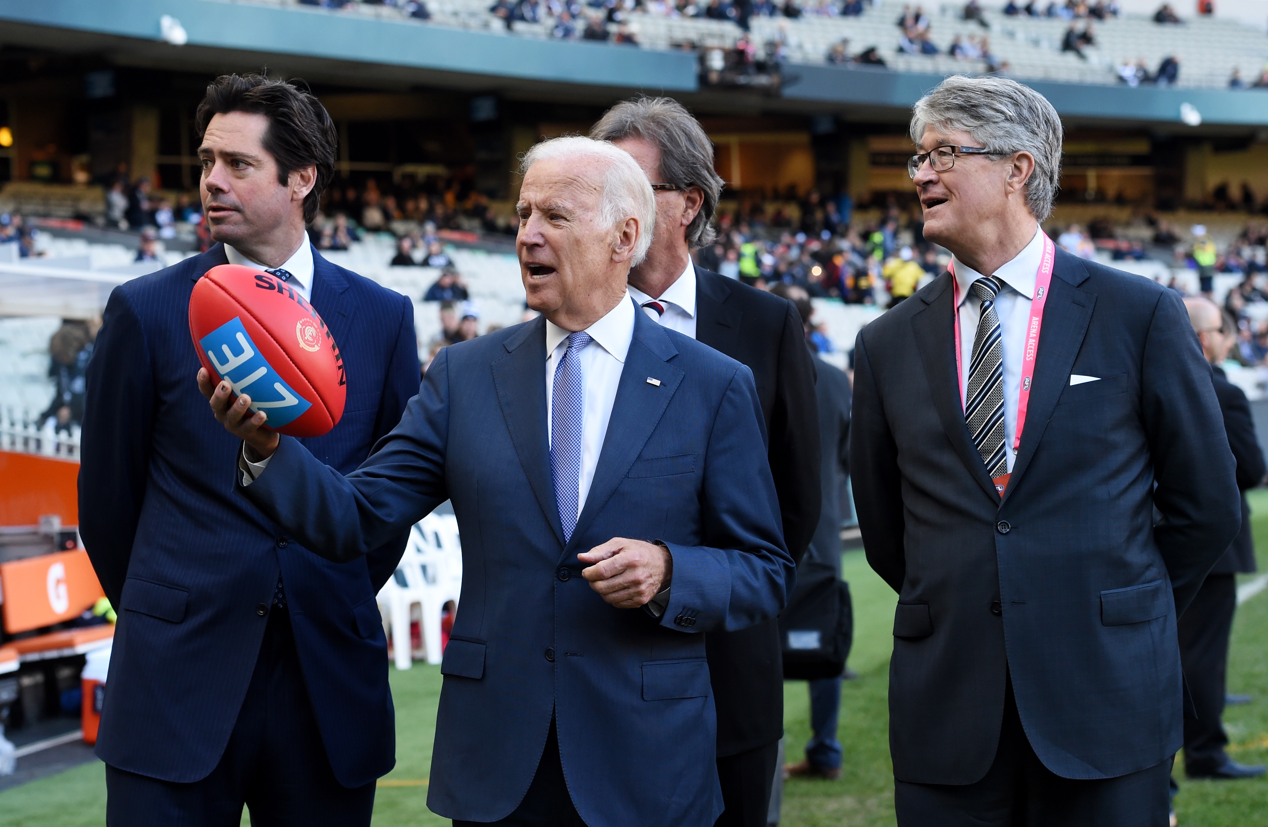 Joe Biden at the Melbourne Cricket Ground in 2016.