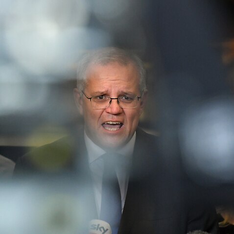 Prime Minister Scott Morrison at a press conference during a visit to Opie Manufacturing at Emu Plains in Western Sydney, Friday, December 17, 2021. (AAP Image/Mick Tsikas) NO ARCHIVING