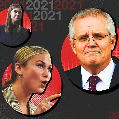 Graphic showing Scott Morrison and othe key faces from 2021