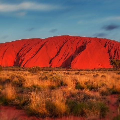 Uluru, a large sandstone rock formation in the southern part of the Northern Territory in central Australia.