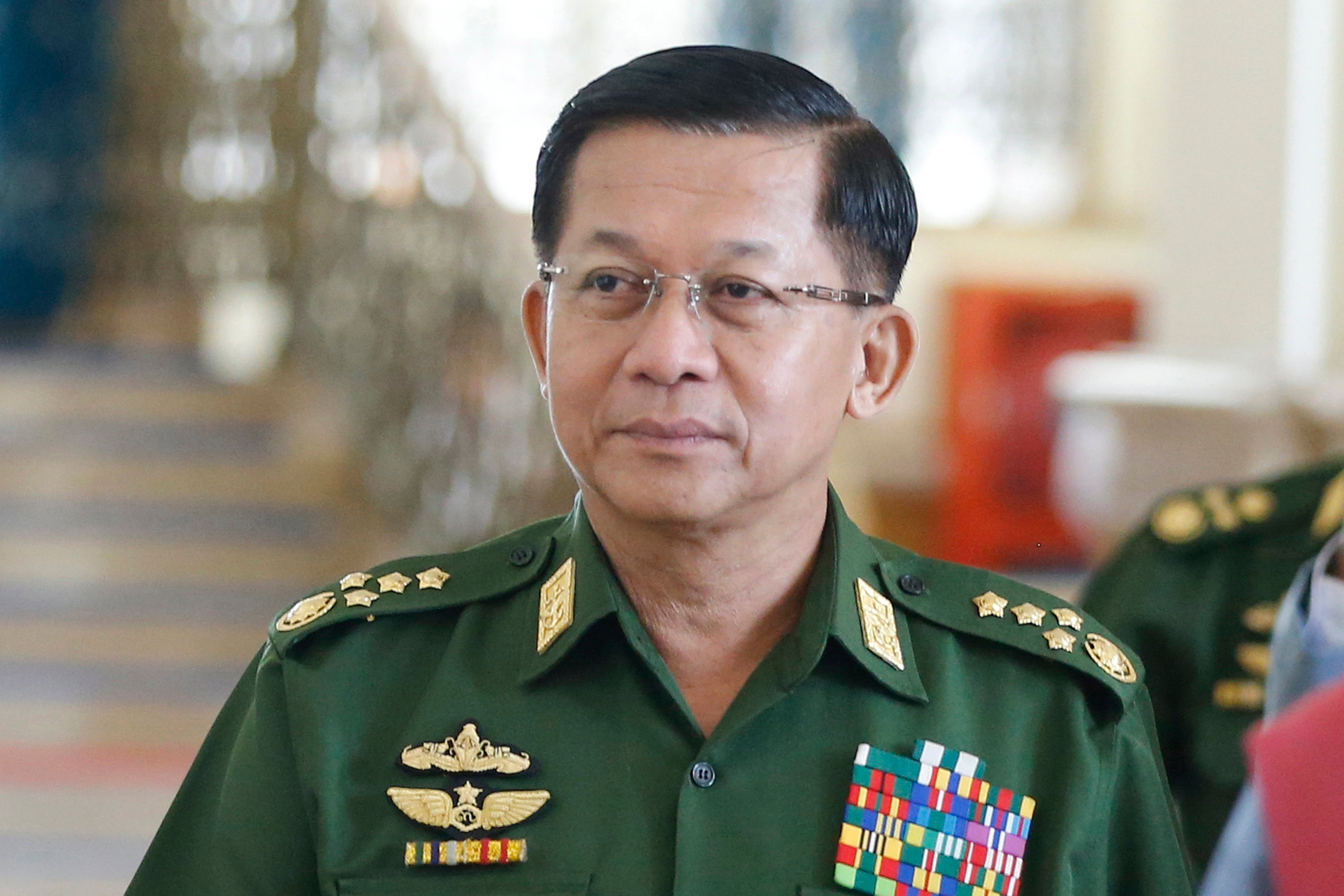 Min Aung Hlaing attends a Speaker of Union Parliament changing ceremony in Naypyitaw, Myanmar, in August 2018.