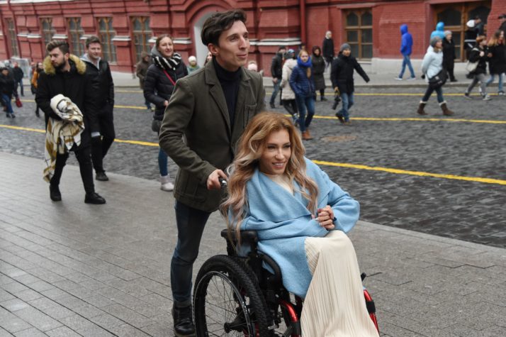 Russian singer Yuliya Samoilova and her husband in Moscow in 2017.