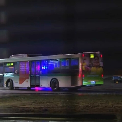 A bus at Perth Airport is the final part of the journey (SBS)