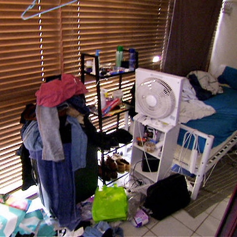 A makeshift bedroom on an enclosed balcony at a unit in Surry Hills, Sydney 