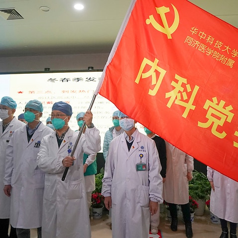 Medical workers in Wuhan form an 