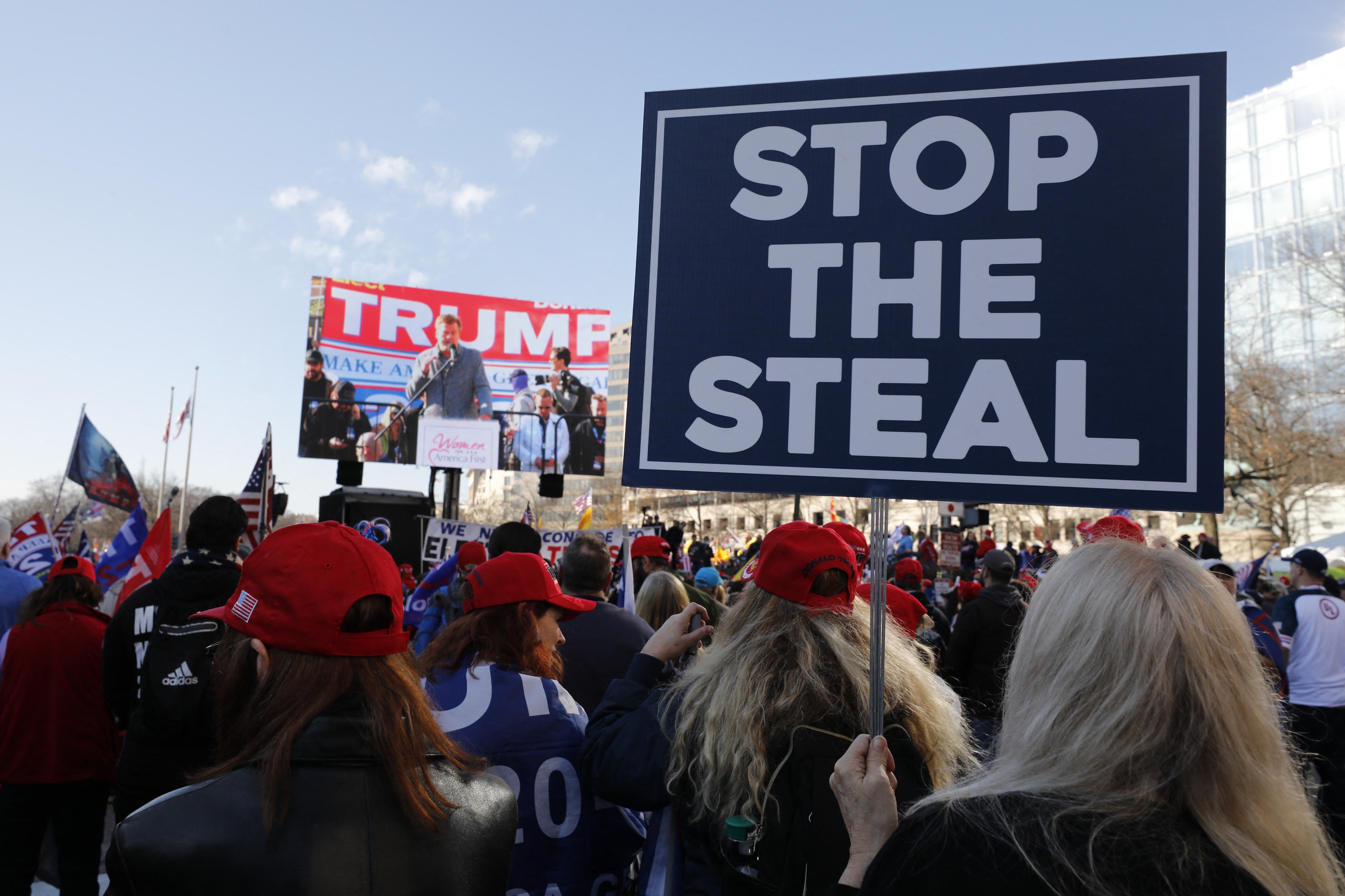Trump supporters gather for the Stop the Steal rally at Freedom Plaza in Washington on December 12, 2020. Photo by Yuri Gripas/ABACAPRESS.COM.