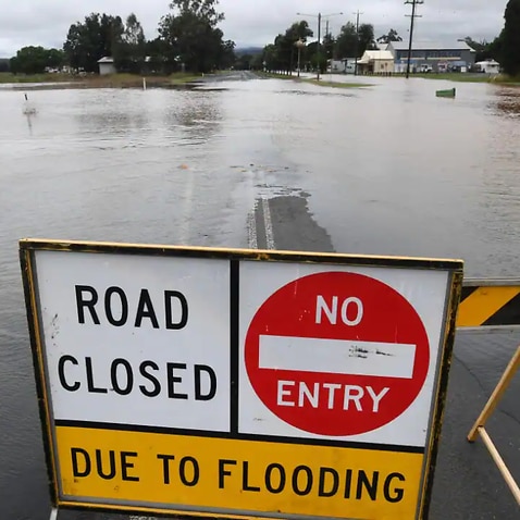 Floodwaters in the town of Grantham, west of Brisbane on Thursday.