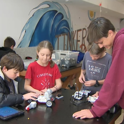 Students enjoying STEM learning at a school holiday program 