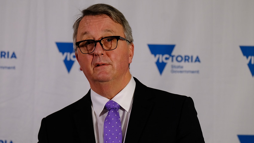 Victorian Health Minister Martin Foley speaks to the media during a press conference