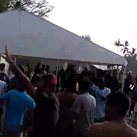 Screengrab from a video of men Video of men being moved on Manus Island