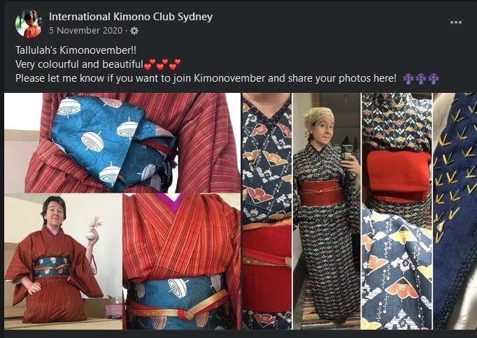 A member of International Kimono Club Sydney is participating in a global campaign "KimoNovember".  Participants try to wear kimono everyday in November.