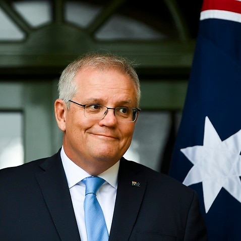 Prime Minister Scott Morrison at the Lodge in Canberra