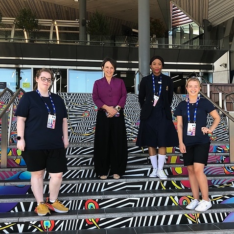 Participants of the jobs program with  Victoria's Employment Minister Jaala Pulford (second from left)