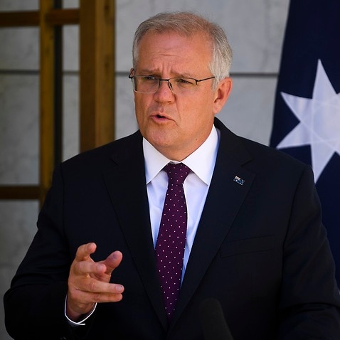 Australian Prime Minister Scott Morrison speaks during a press conference following a national cabinet meeting.