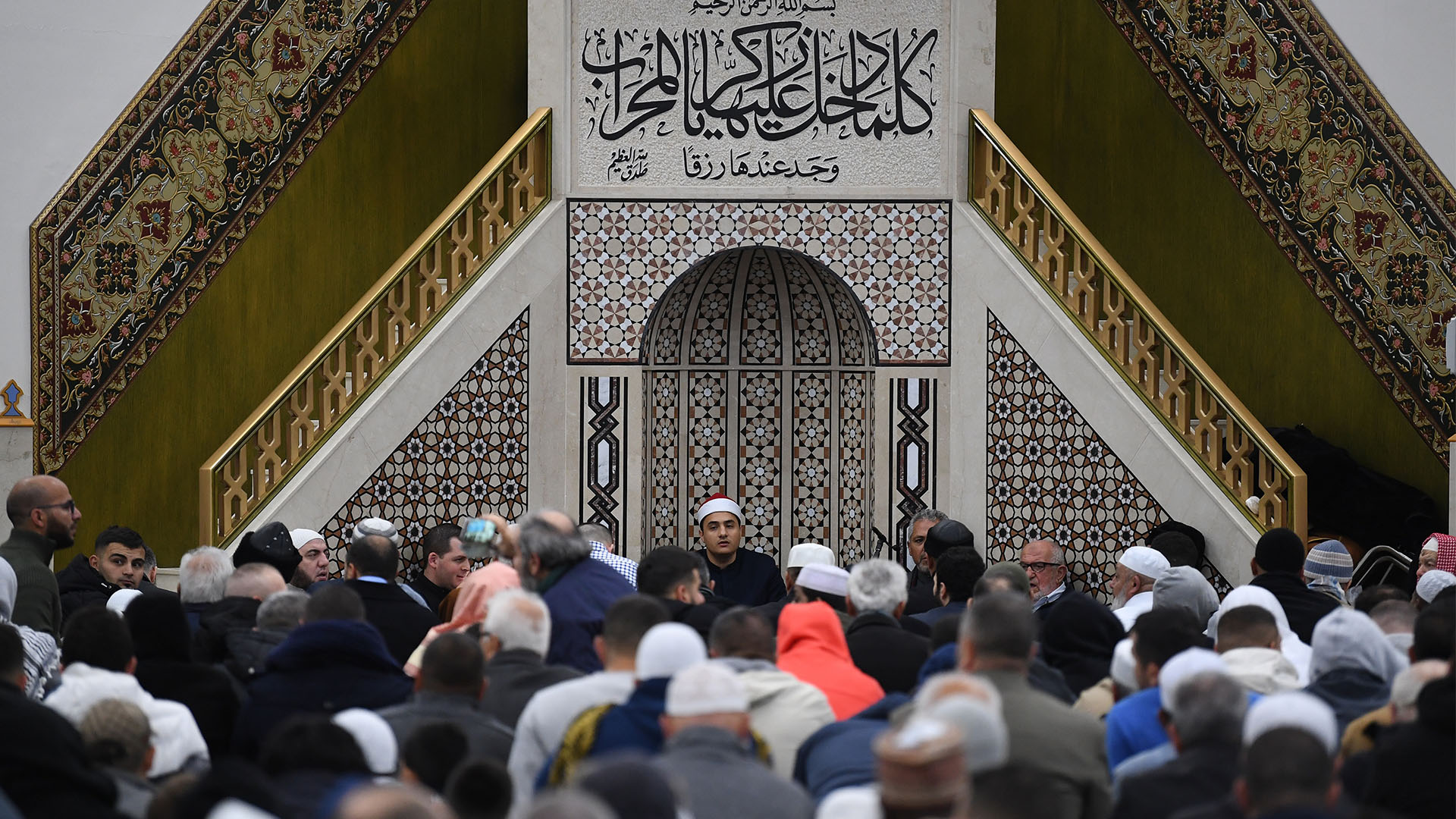 Members of the muslim community at Lakemba Mosque in Sydney.