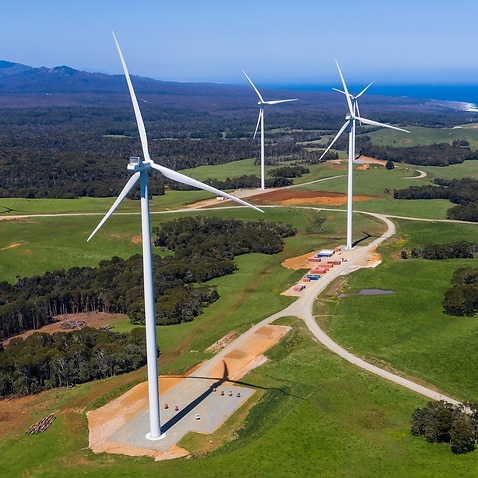 A wind farm in Zeehan, on the west coast of Tasmania.