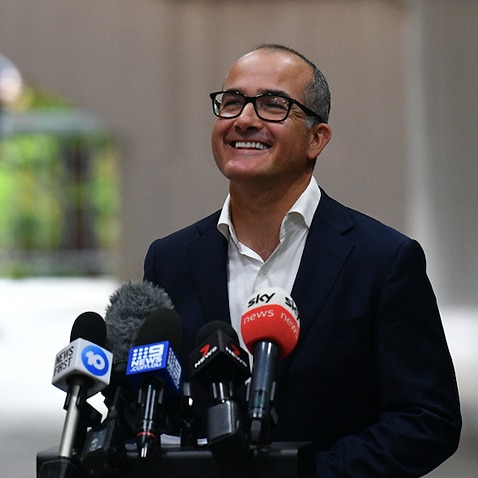 Acting Victorian Premier James Merlino addresses the media during a press conference in Melbourne, Tuesday, March 23, 2021. 