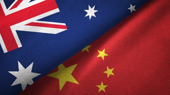 China and Australia flag together realtions textile cloth fabric texture