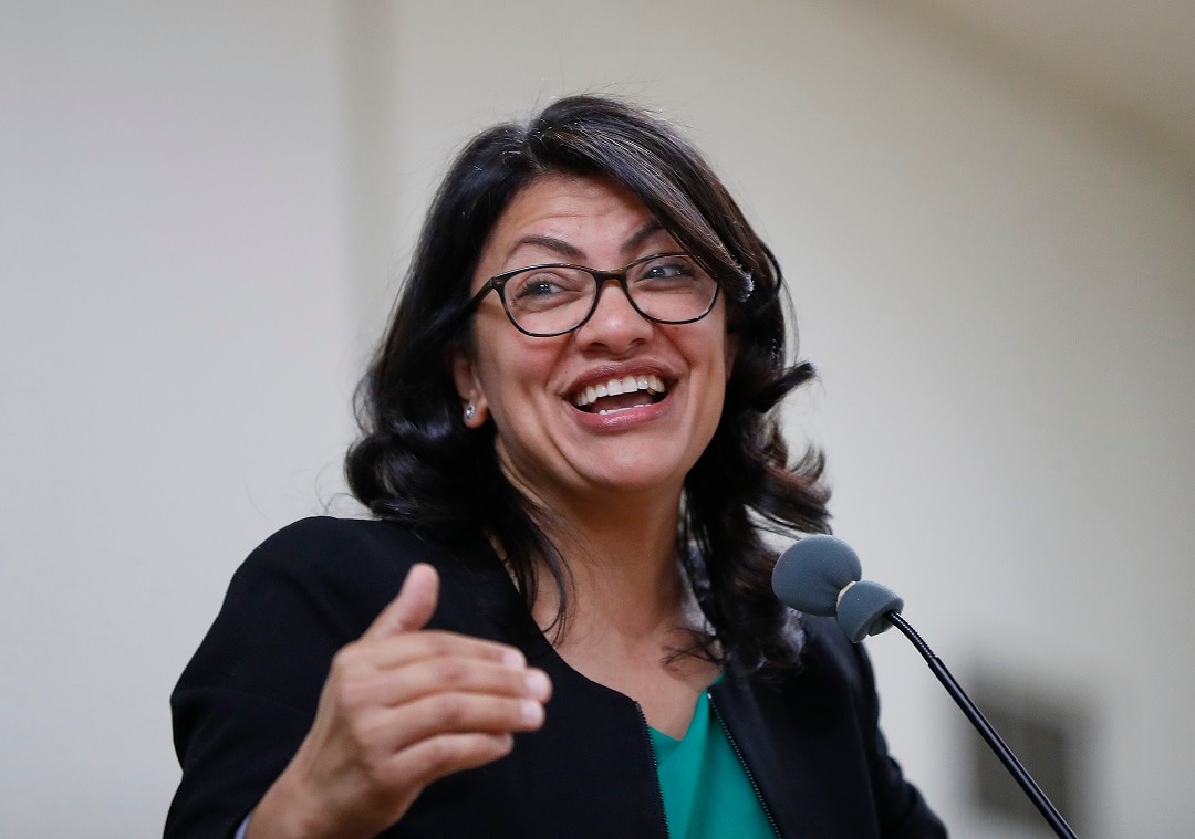 Rashida Tlaib, Democratic candidate for Michigan's 13th Congressional District, speaks at a rally in Dearborn, Mich., Friday, Oct. 26, 2018. (AP Photo/Paul Sancya)