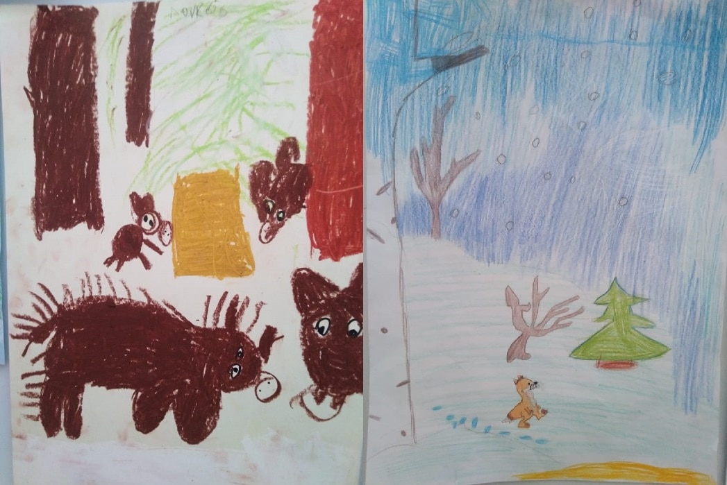 Ζωγραφιές από παιδιά του 28ου Νηπιαγωγείου στον δήμο Κάτω Πολεμίδια της επαρχίας Λεμεσού στην Κύπρο. 
