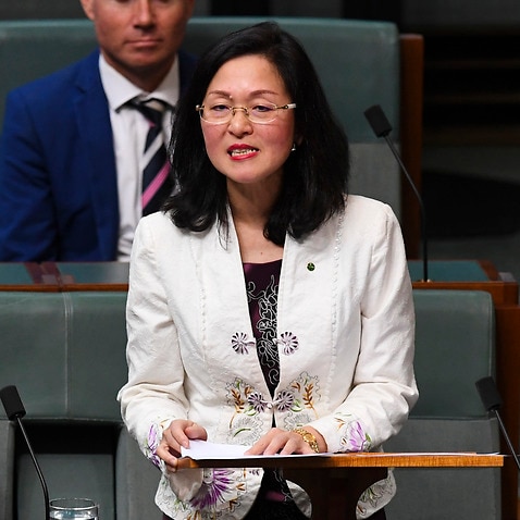The Member for Chisholm Gladys Liu delivers her maiden speech in the House of Representatives at Parliament House in Canberra, Tuesday, 23 July, 2019. (AAP Image/Lukas Coch) NO ARCHIVING