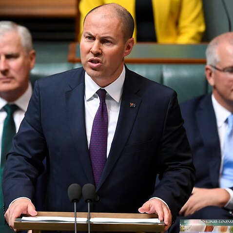 Australian Federal Treasurer Josh Frydenberg speaks at the dispatch box during the delivery of the 2019-20 Federal Budget.