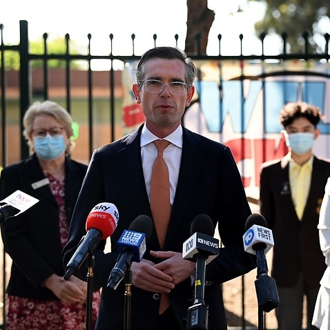 NSW Premier Dominic Perrottet speaks during a press conference at Avery Park in Sydney, Monday, October 25, 2021.