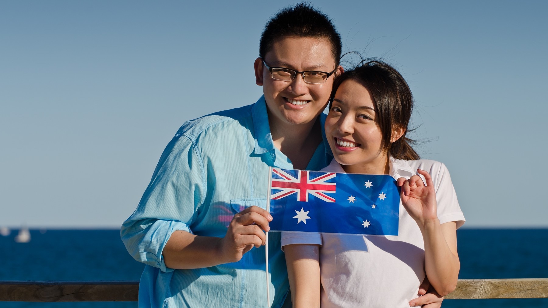 A couple with Australian flag
