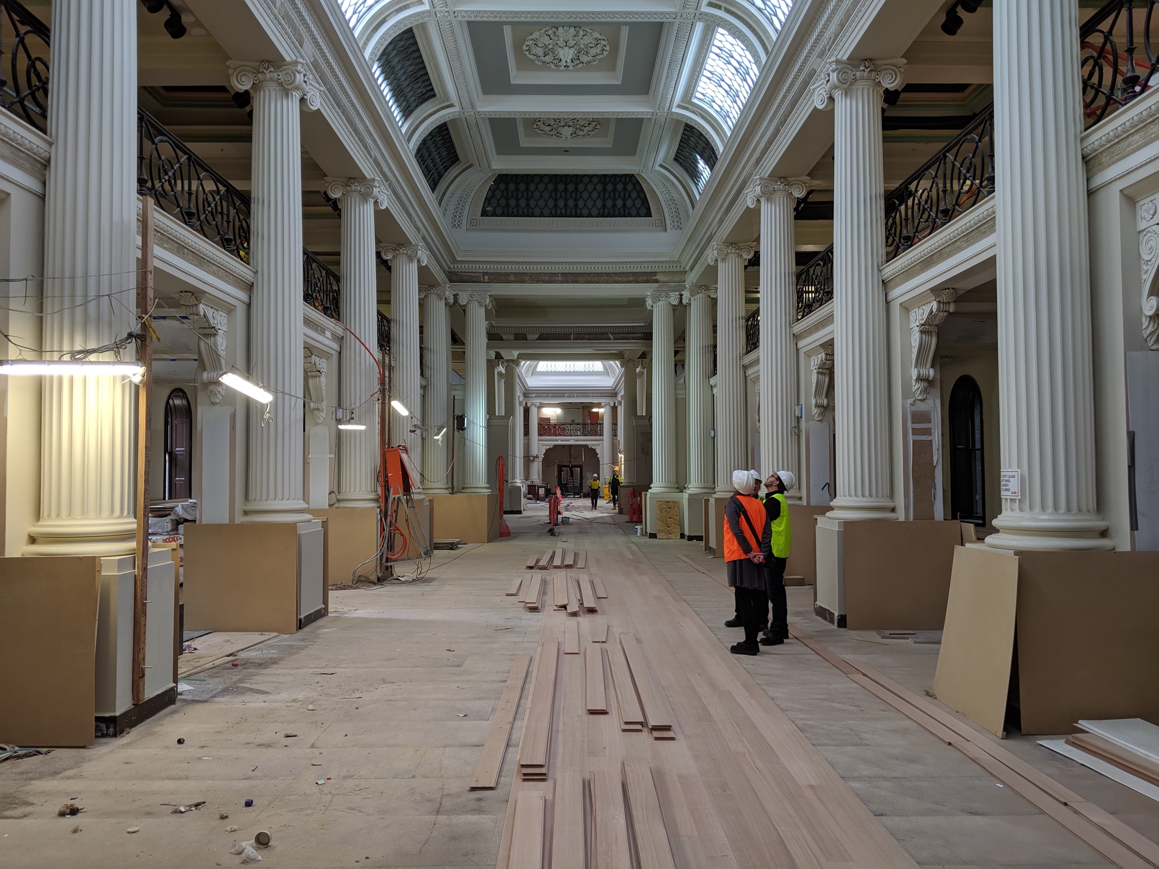 Workers at the State Library of Victoria during redevelopment works