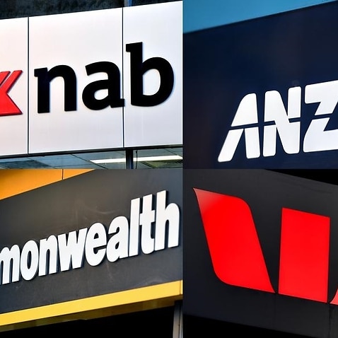 A composite image of signage of Australia's 'big four' banks.