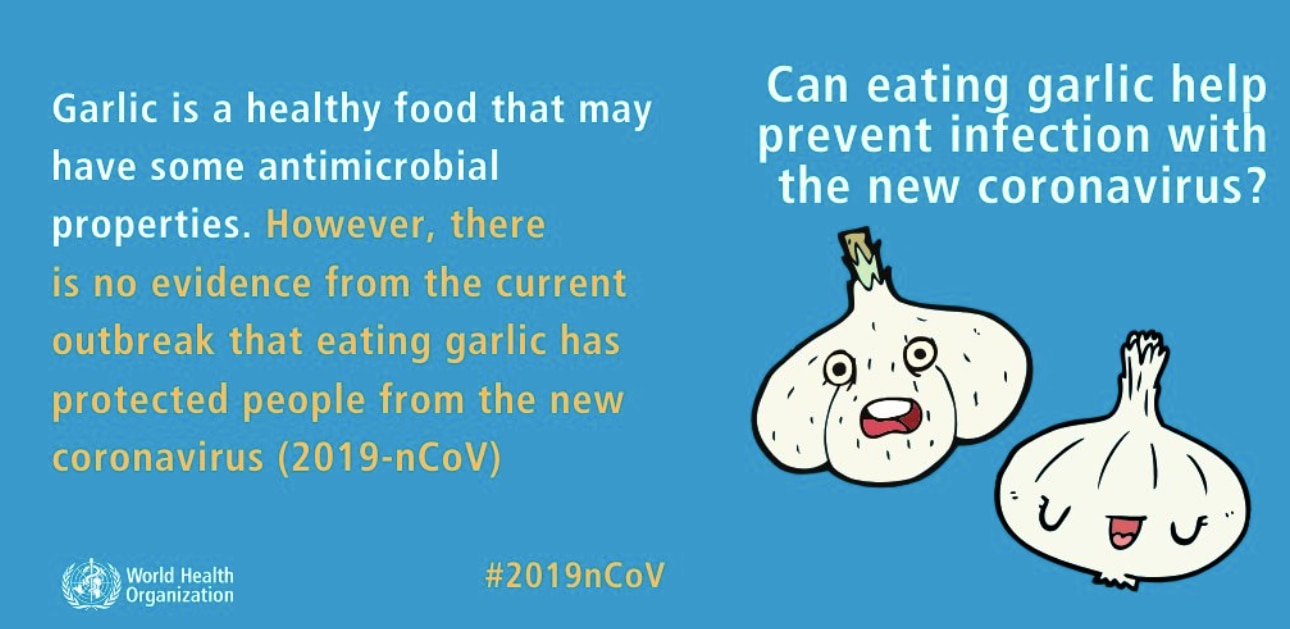 Eating garlic will not help with COVID-19