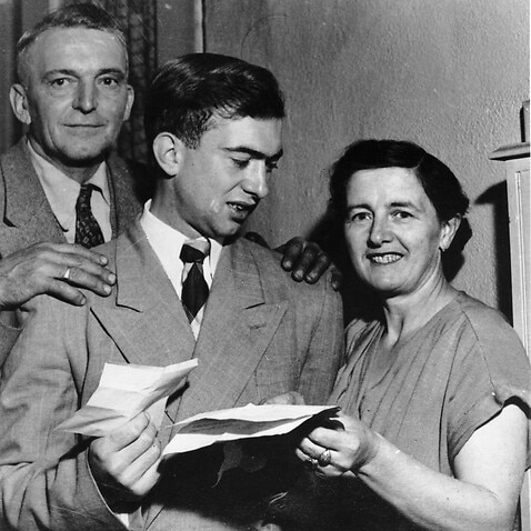 James Gobbo with his parents Antonio and Regina at the family home, 501 Drummond Street Carlton.