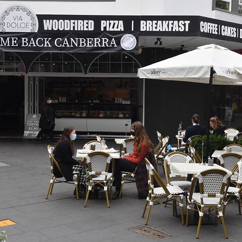 Diners in Canberra are seen enjoying the easing of COVID-19 restrictions. 