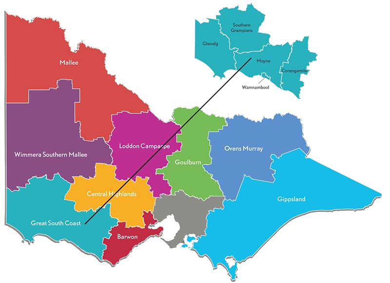 Regional areas in victoria for 491