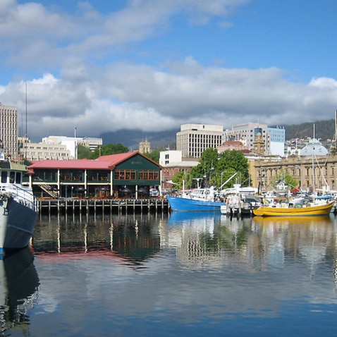 Victoria Dock in Hobart, Tasmania. (AAP Image/James Lane) NO ARCHIVING