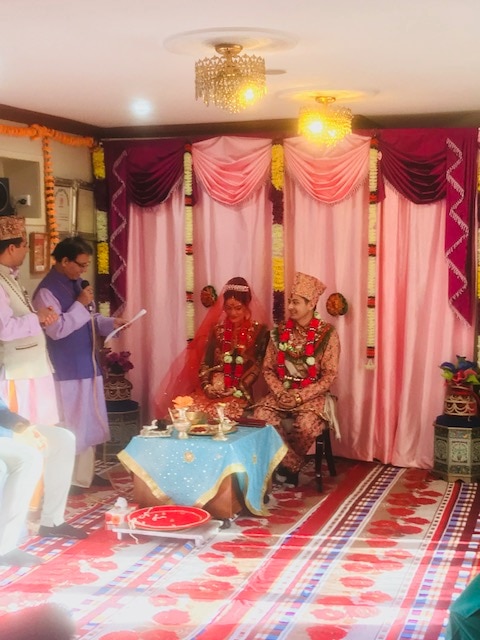 Sydney Hindu priest Narayan Bhatt performs wedding services in a makeshift temple at the back of his house. 