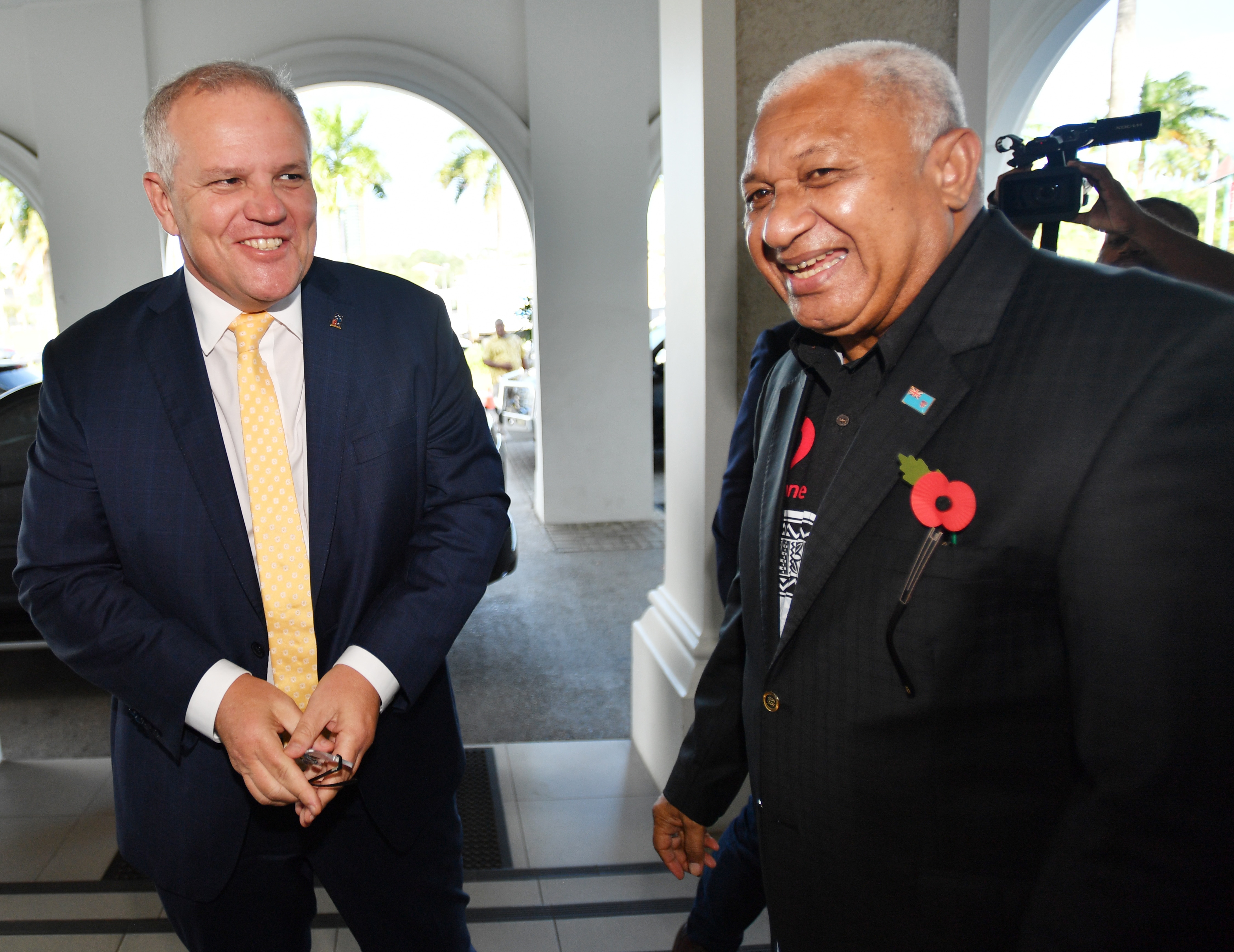 Prime Minister Scott Morrison with Fiji's Prime Minister Frank Bainimarama in October, 2019. Prime Minister Scott Morrison with Fiji's Prime Minister Frank Bainimarama in October, 2019.
