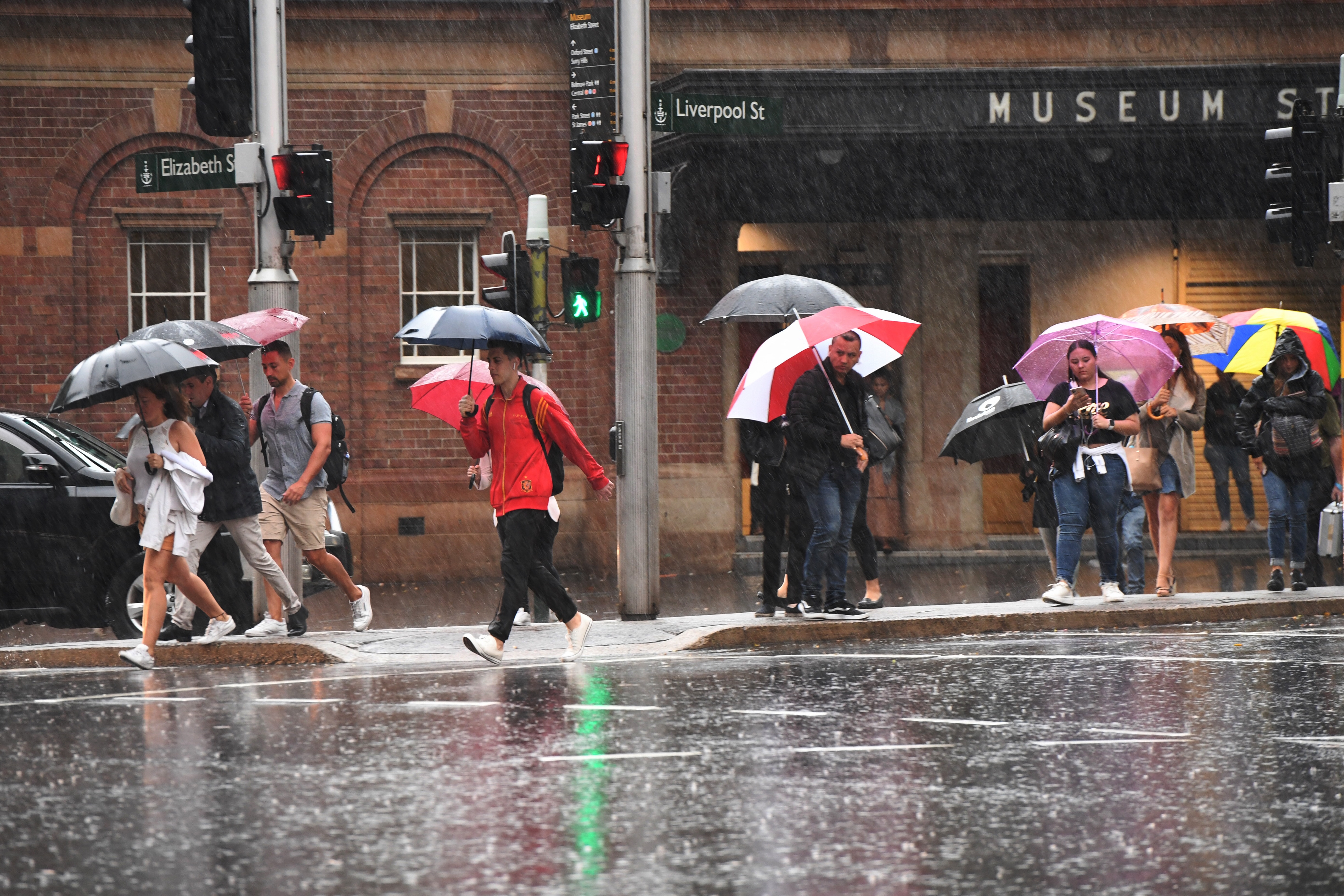 Soggy streets greated commuters as they travelled through inner-Sydney.