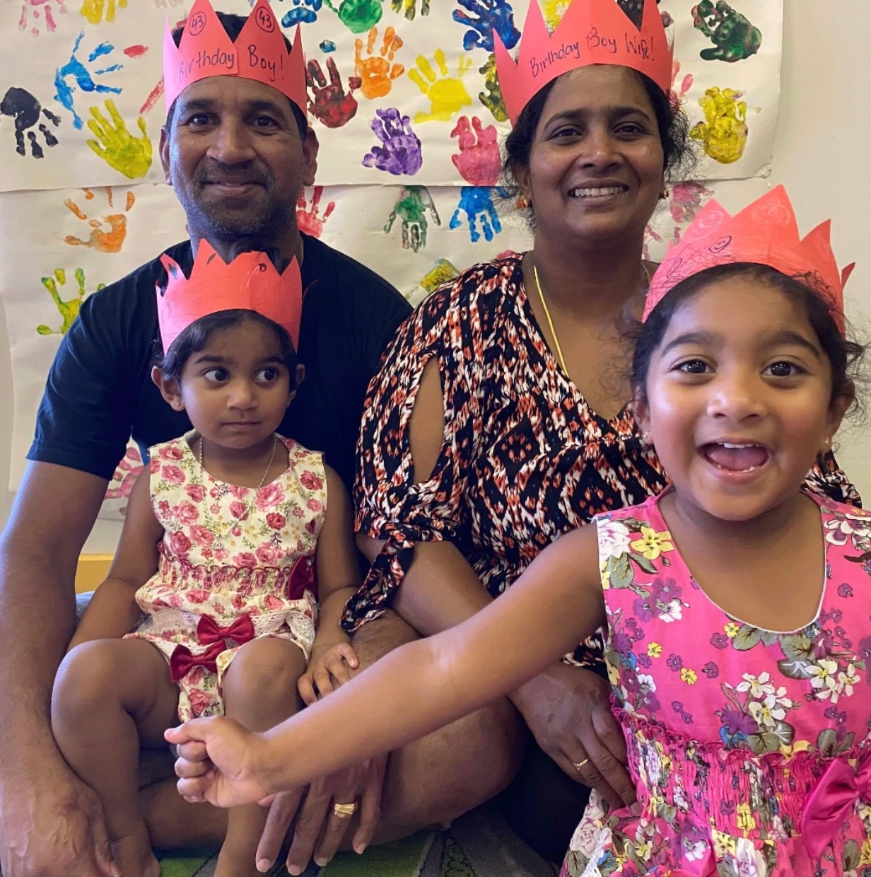 The Murugappan family marking Nades' birthday on Christmas Island in December 2019.