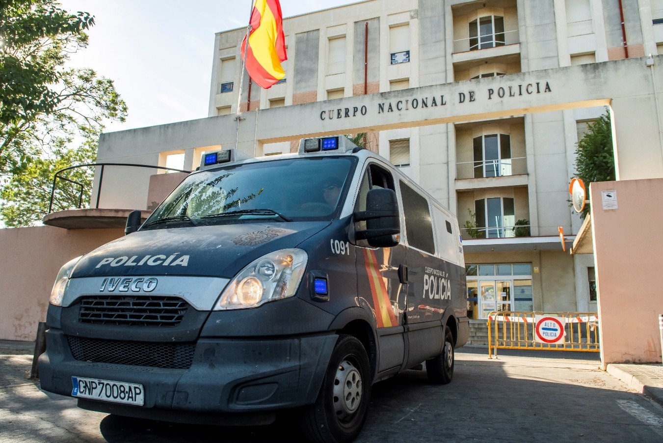 A Spanish National Police van transporting the five men accused of gang raping a woman back in 2016 during the San Fermines Fiesta A Spanish National Police van transporting the five men accused of gang raping a woman back in 2016 during the San Fermines Fiesta