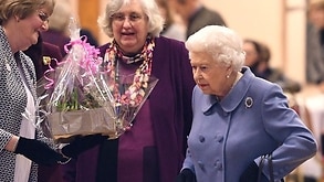 Queen Elizabeth II eaves the Sandringham Women's Institute.