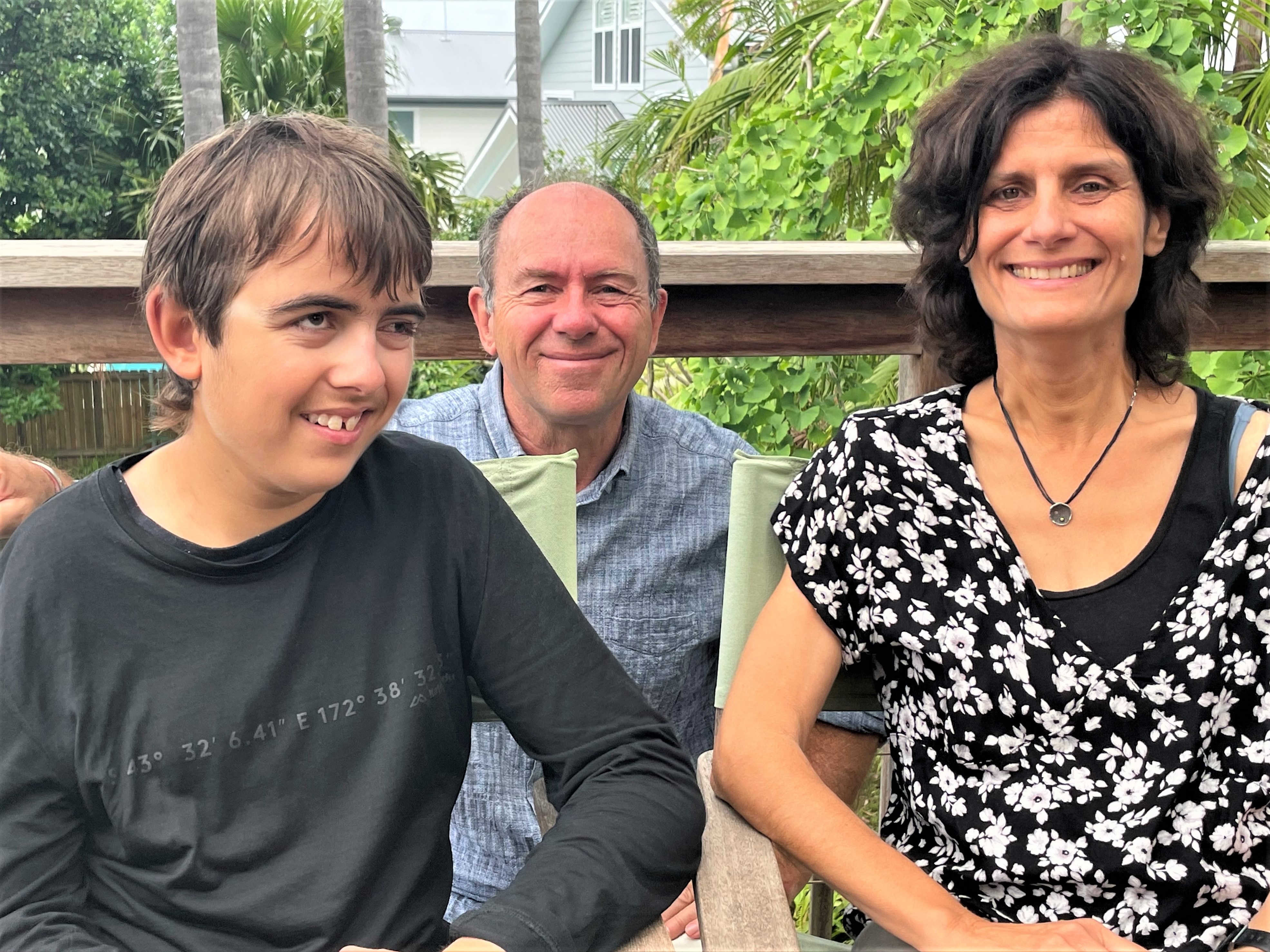 Luca Weber at home with his parents Lars and Susanna. 