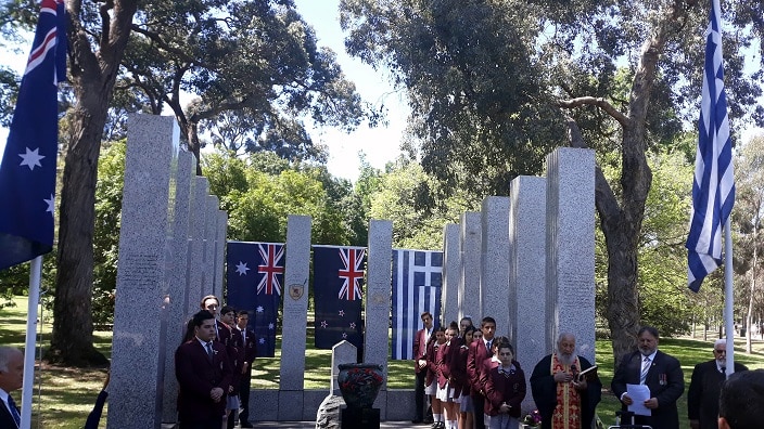 Oakleigh Grammar's students at the Australian Hellenic Memorial, Melbourne. 