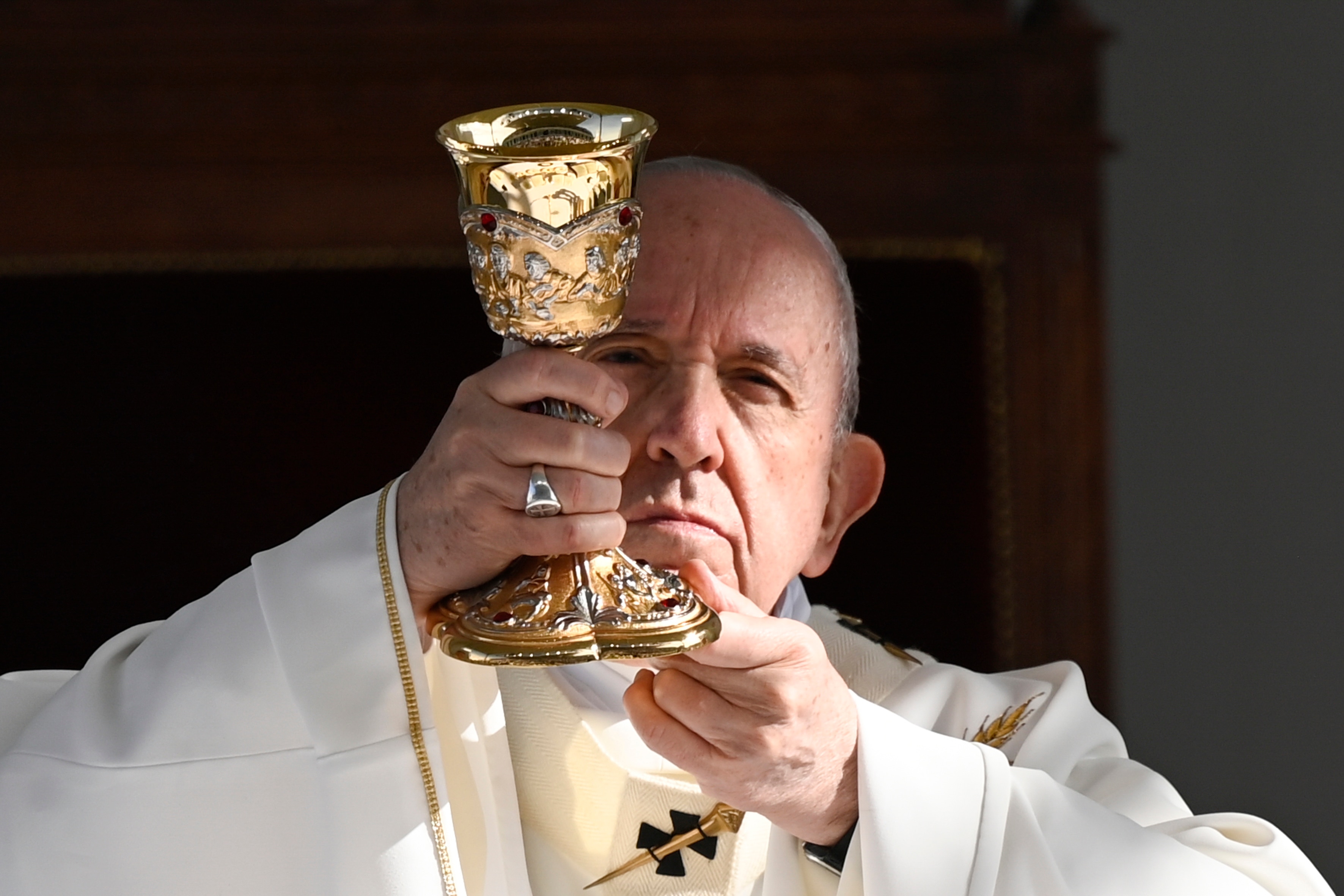 Pope Francis celebrates mass on his trip to Cyprus and Greece