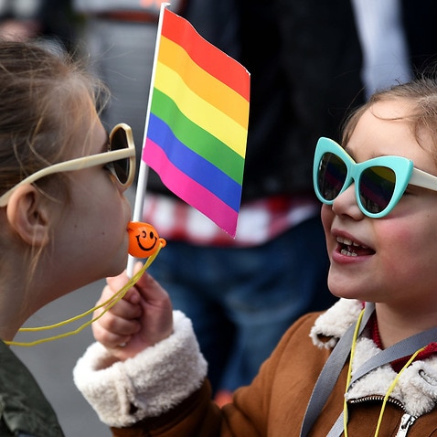 Montenegrin children take part in a Lesbian, Gay, Bisexual and Transgender (LGBT) Pride march in Podgorica, Montenegro, 17 November 2018. The organizers say that this year's LGBT pride will be held ahead of the adoption of the law on same-sex registered p