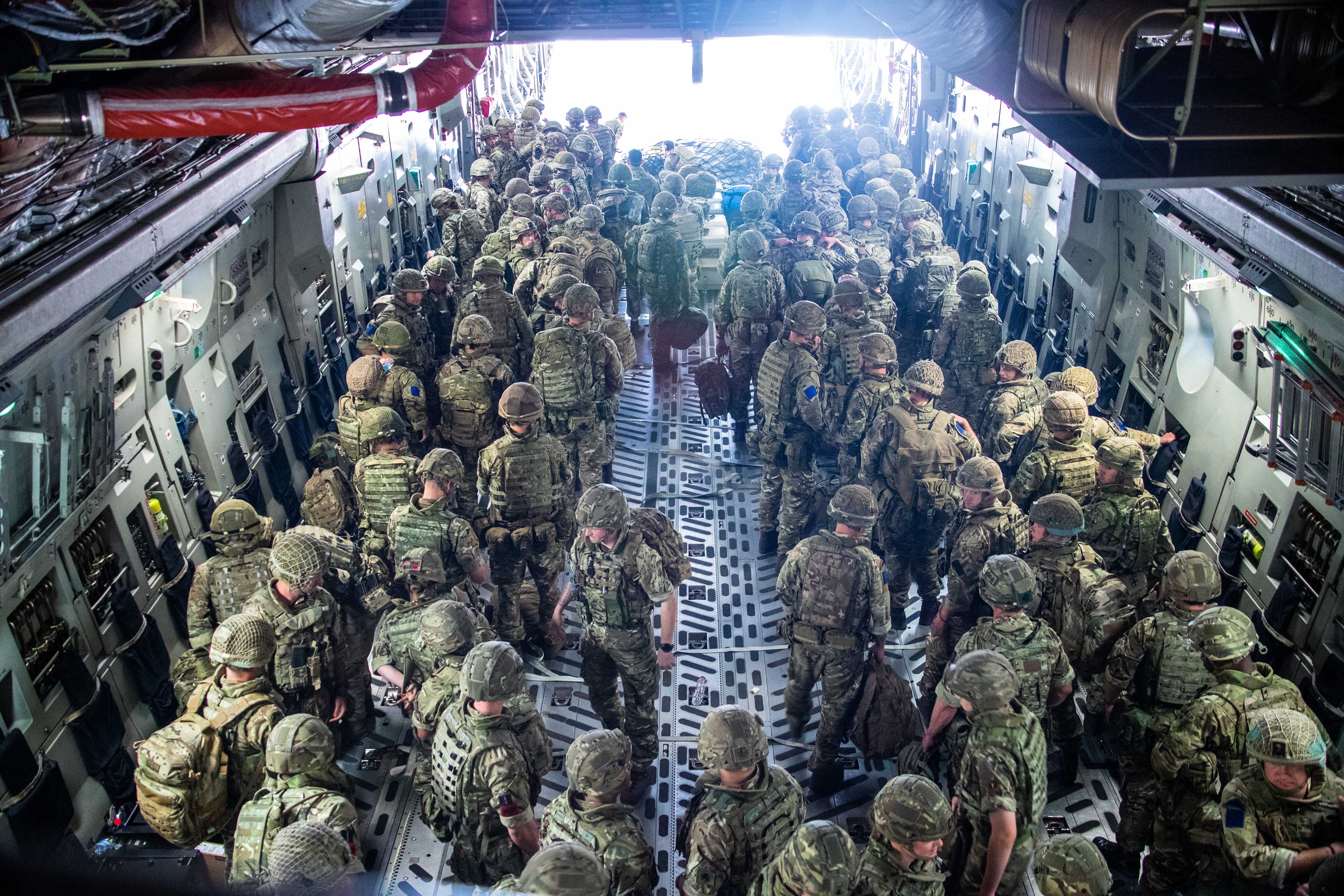 British Forces from 16 Air Assault Brigade on arrival in Kabul, Afghanistan.