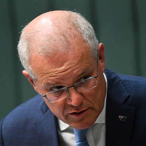 Premierminister Scott Morrison während der Fragestunde im Parlamentsgebäude in Canberra.